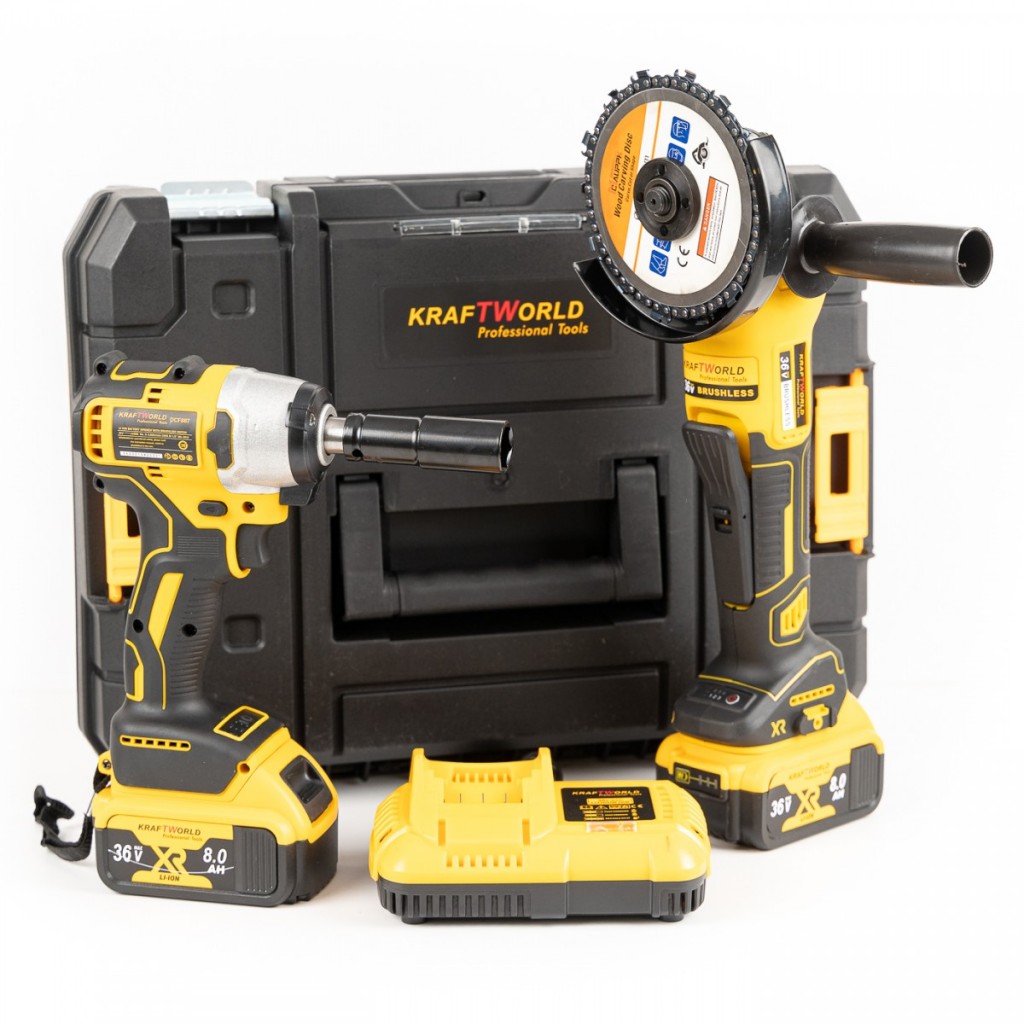 li　36 Set masina de impact si Flex KraftWorld, 2 acumulatori, 36V, 8Ah